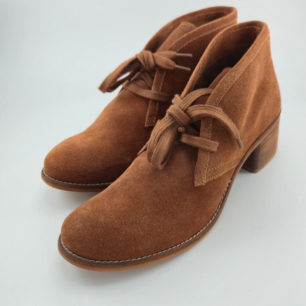 Diba Women's Size 10 Brown Suede Ankle Booties Chic Block Heel Suede